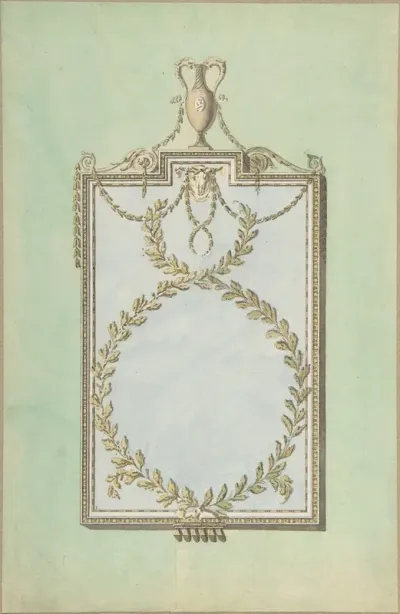 Design For A Mirror Surmounted By A Vase