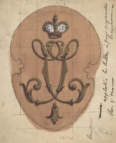 Design For A Monogram Surmounted By A Crown