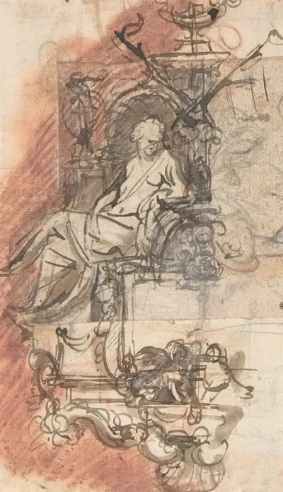 Design For A Sepulchral Monument With A Seated Female Figure