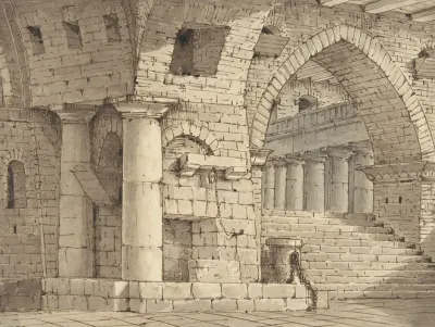 Design For A Stage Set Showing The Interior Of A Fortress Or Dungeon