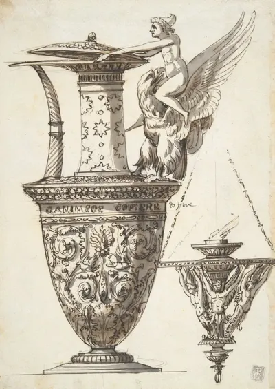 Design For An Elaborate Pitcher And Chandelier