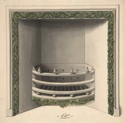 Design For Cast Iron Grate Elevation And Plan