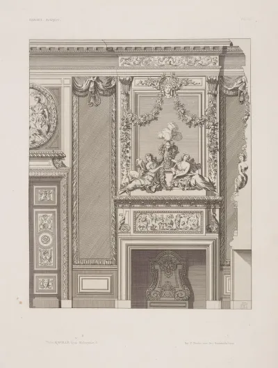 Design For Chimney Piece And Mirror With Two Women And Garlands
