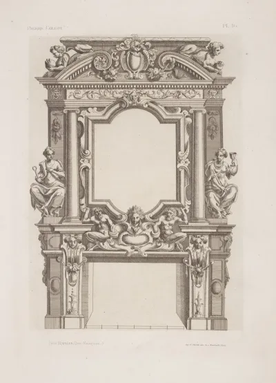 Design For Chimney Piece With Allegorical Female Figures On Either Side Of Mantelpiece