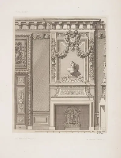 Design For Chimney Piece With Bust Of Woman And Garlands Above