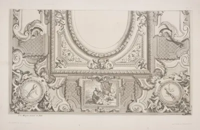 Design For Half A Ceiling Decoration Featuring Panel With Satyr And Sleeping Woman