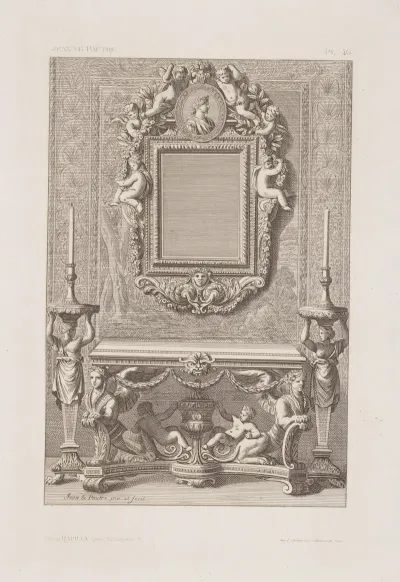 Design For Table Two Candlesticks And Mirror