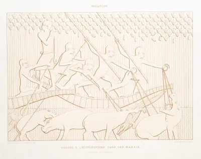 Dessin Chasse A Hippopotame Dans Les Marais Memphis Vie Dynastie
