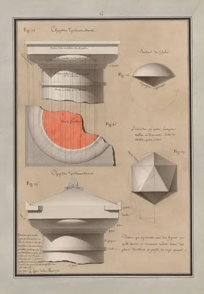 Dessin Qui Represente Avec Des Figures Par Quelles Teintes Et Comment On Doit Laver Les Plans Elevations Et Profils Des Corps Opaques 28