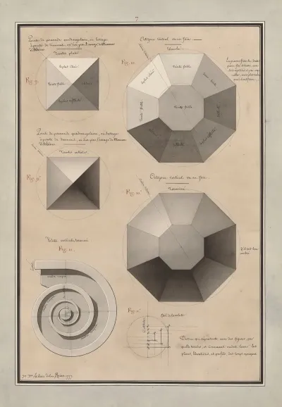 Dessin Qui Represente Avec Des Figures Par Quelles Teintes Et Comment On Doit Laver Les Plans Elevations Et Profils Des Corps Opaques 35