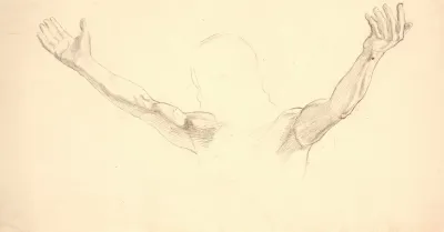 Detailfigurstudie Af Kristi Udbredte Arme
