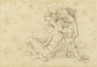 Deux Hommes Nus Luttant Copie Dun Fragment De Fresque Par Luca Signorelli