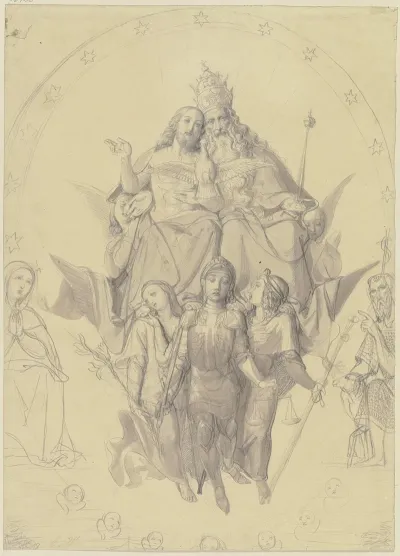Die Heilige Dreifaltigkeit Mit Den Erzengeln Maria Und Johannes Dem Taufer