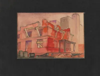 Dilapidated Building In Pink Sunset Hues