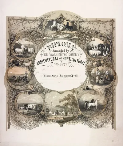 Diploma Awarded By The Washington County Agricultural And Horticultural Society