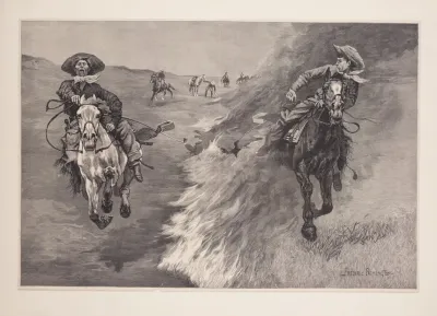 Dragging A Bulls Hide Over A Prairie Fire In Northern Texas