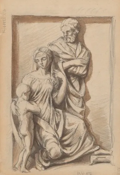 Drawing Of The Sculpture Depicting The Holy Family