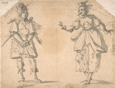 Drawings For Two Masquerade Or Ballet Costumes Sospiri And Baci