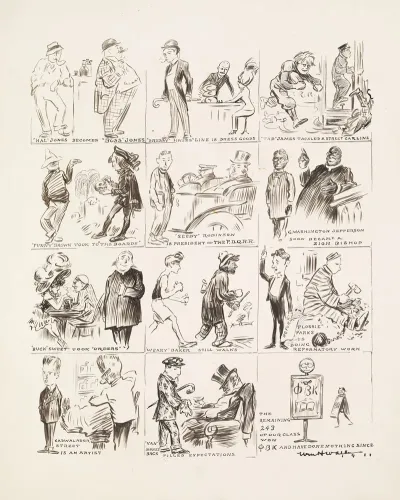 Drawings Of Men As They Were In College And Their Current Profession