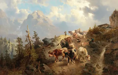 Driving Down The Cattle From The Alps