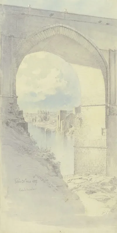 Durchblick Durch Den Bogen Einer Brucke In Toledo