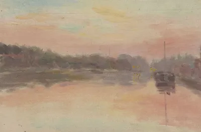 Effet De Lumiere Au Couchant Sur Un Bateau Amarre