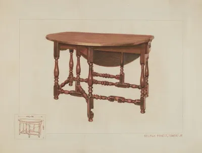 Eight Leg Table With Drawer