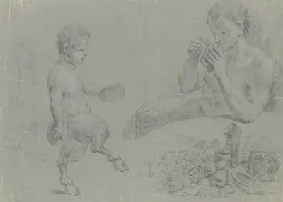 Ein Satyr Blast Einem Satyrknaben Zum Tanz