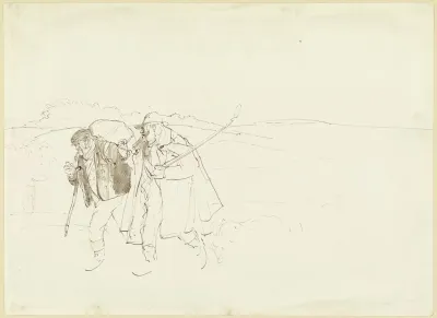 Ein Schafer Und Ein Handler Auf Wanderschaft