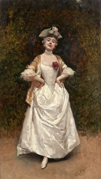 Elegante A La Robe Blanche