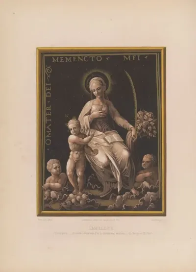 Email Peint Grisaille Rehaussee Dor A Carnations Teintees La Vierge Et Lenfant