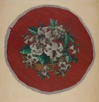 Embroidered Footstool Cover