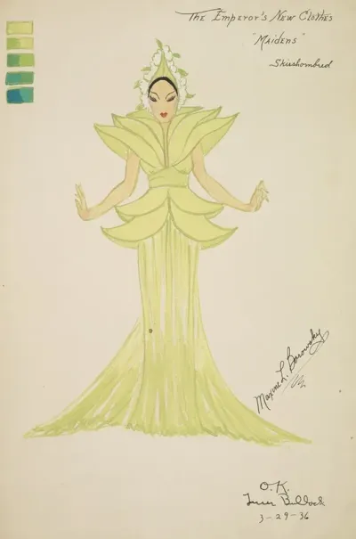 Emperors New Clothes Maidens Green Gown With Top Shaped Like Leaves