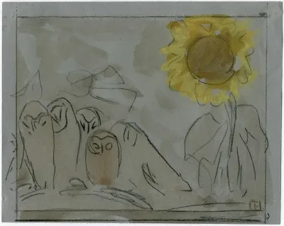 Enkele Uilen Naast Een Zonnebloem