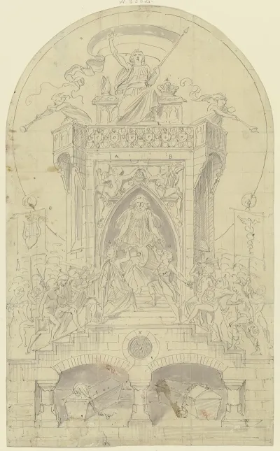 Entwurf Fu Das Transparent Am Hollandischen Hofe Zu Ehren Des Vorparlaments Zu Frankfurt 1848