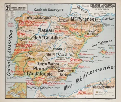 Espagne Et Portugal Carte Physique Agricole 2