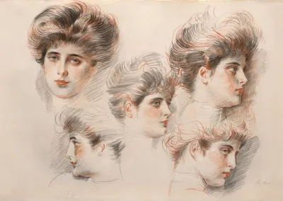 Etudes De Cinq Tete De Femme