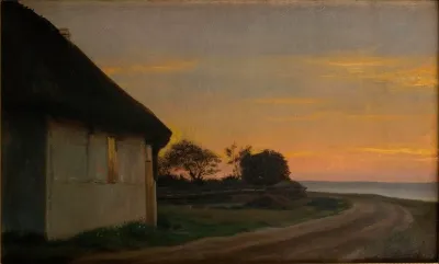 Evening Lanscape With A House And Garden By The Sea Ellekilde