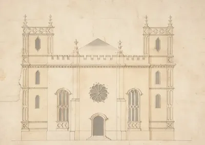 Facade Of A Gothic Revival Church