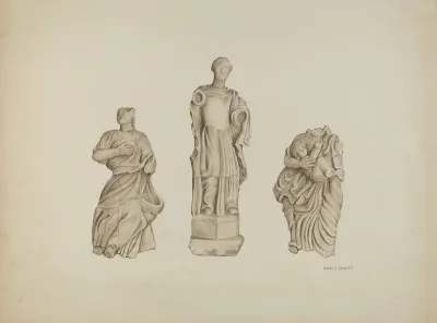 Faith Hope And Charity Stone Figures From Facade Of Mission