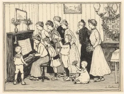 Familie Rond Een Piano