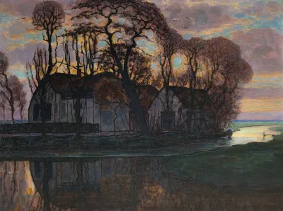 Farm Near Duivendrecht In The Evening