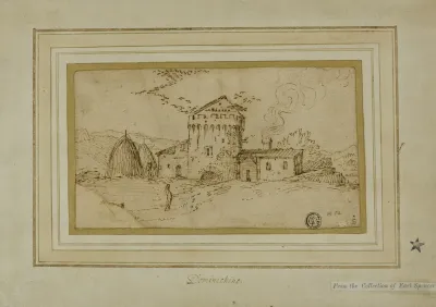 Farm With Tower And Haystacks