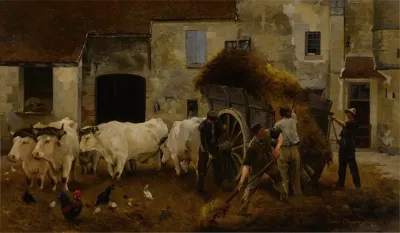 Farmyard Group Of Oxen