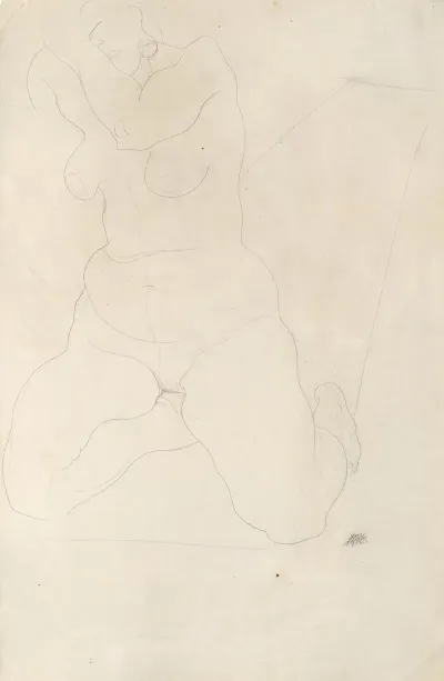 Female Nude Kneeling On Carpet