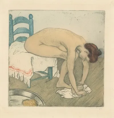 Femme Nue Assise Sessuyant Les Pieds