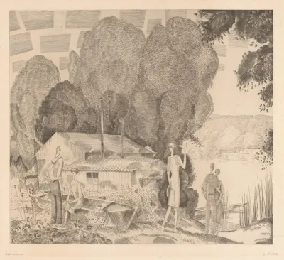 Figuren Bij Een Huis Aan Het Water