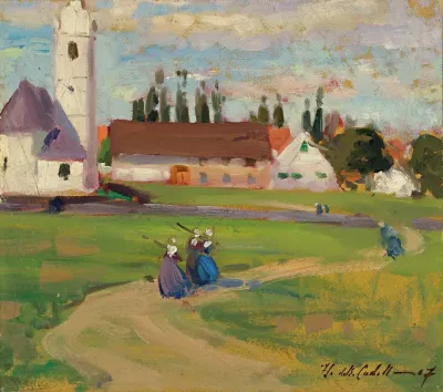 Figures On A Village Path