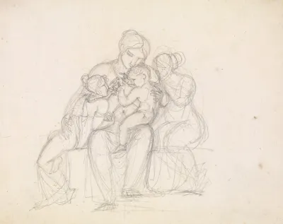 Figurgruppe Kvinde Og 3 Born