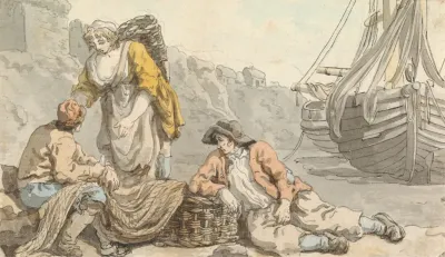 Fisherfolk With Baskets And Nets
